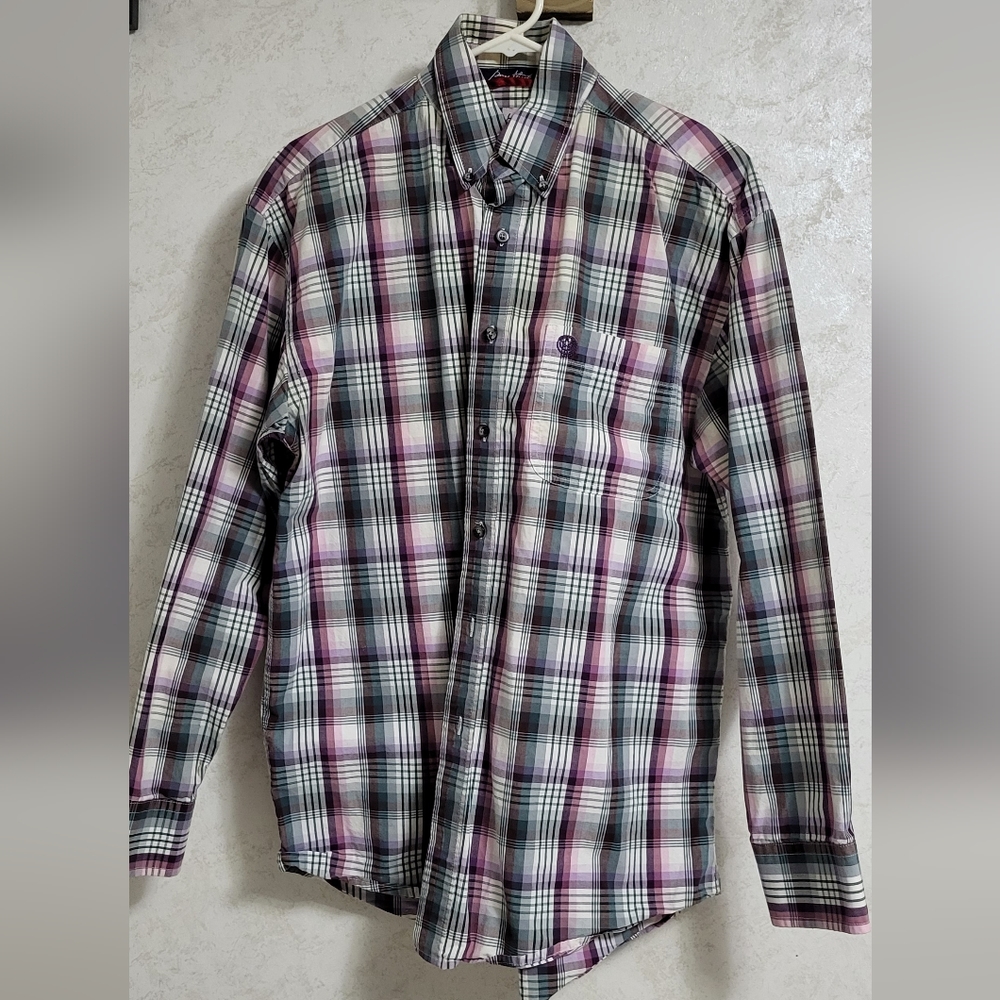 George Straight Wrangler button-down western shirt size Large